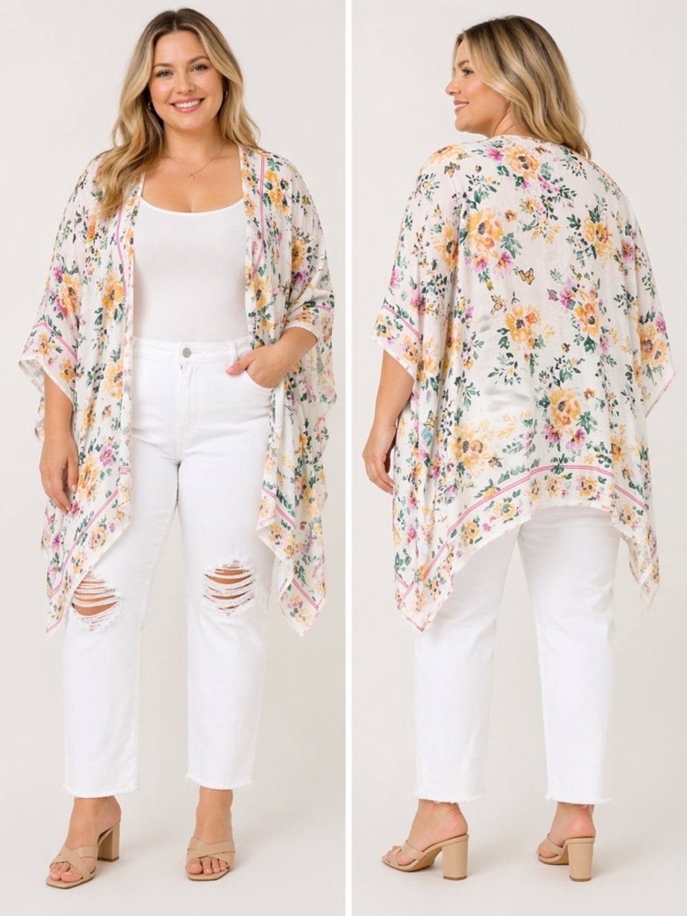 Torrid Floral Butterfly Kimono Open Front Size 1/2 Plus